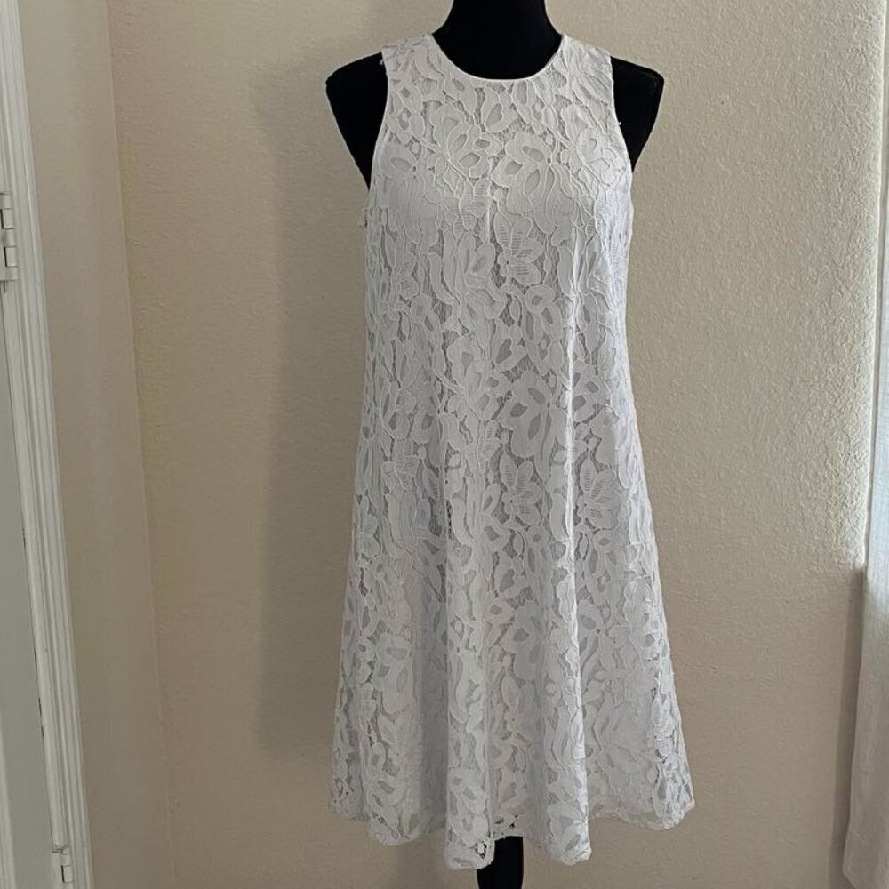 Tommy Hilfiger Lace Overlay Floral Dress in White  Size 4